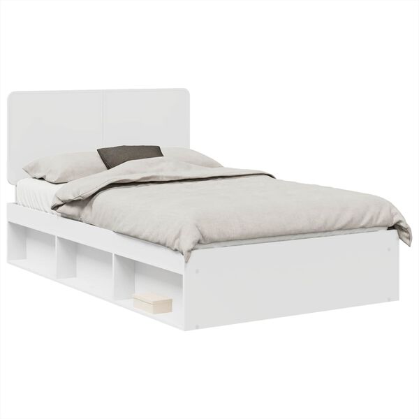 vidaXL Bed Frame with Headboard White 120 x 200 cm Solid Pine Wood
