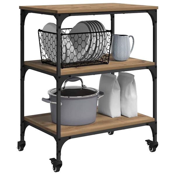 vidaXL Kitchen Trolley Artisan Oak 60 x 41 x 76 cm Engineered Wood