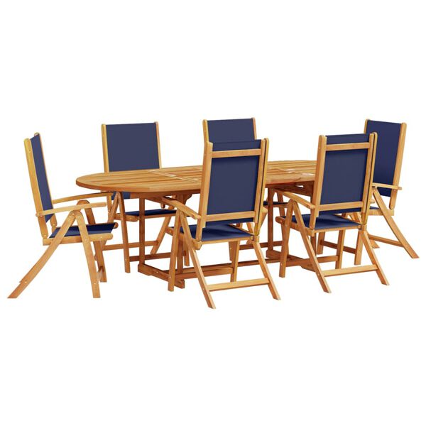 vidaXL 7 Piece Garden Dining Set Solid Wood Acacia and Textilene