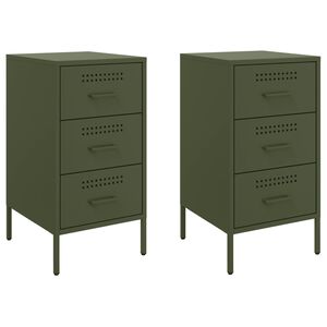 vidaXL Bedside Cabinet | Set of 2 | Olive Green | Cold-Rolled Steel | Standard