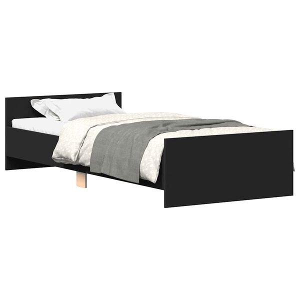 vidaXL Bed Frame without Mattress Black 75x190 cm Small Single Engineered Wood