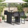 vidaXL 5 Piece Garden Bar Set without Cushions Black Poly Rattan Acacia