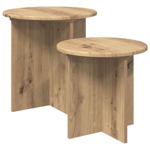 vidaXL Side Table Set 2 pcs Artisan Oak &Oslash; 45 x 45 cm Engineered Wood