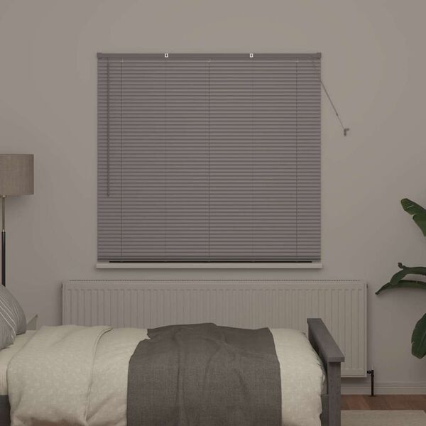 vidaXL Window Blind with Curtains Manual Silver Aluminium