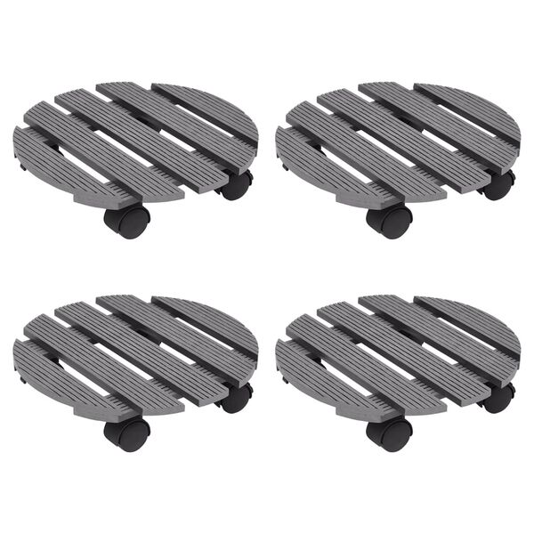 vidaXL Plant Trolleys 4 pcs Grey &Oslash;30x7,5 cm WPC