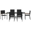 vidaXL Garden Dining Set 7 pcs Black Poly Rattan