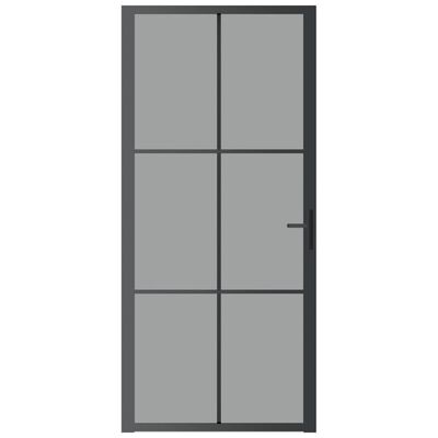 vidaXL Interior Door 93x201.5 cm Black ESG Glass and Aluminium