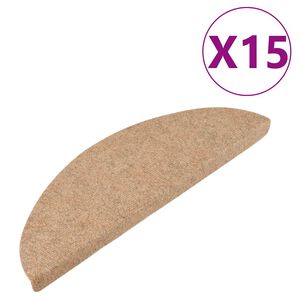 vidaXL Stair Mats Self-adhesive 15 pcs 56x17x3 cm Beige