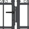 vidaXL Fence Gate with Spear Top with Lock Grey 404 x 75 cm Steel