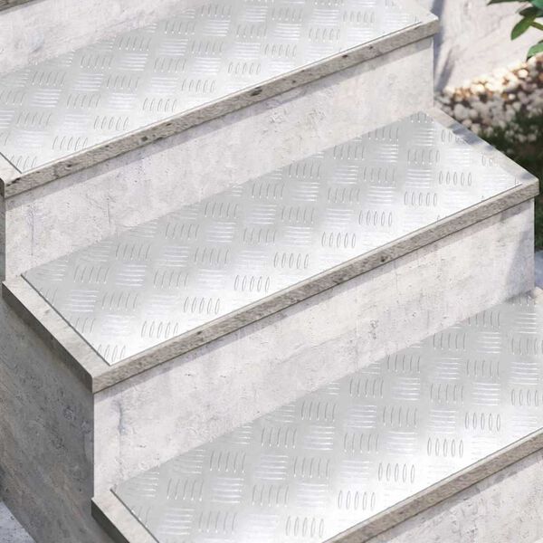 vidaXL Stair Tread Rectangular 4 pcs Silver 75 x 25 cm Aluminium