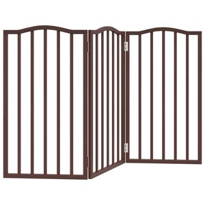 vidaXL Dog Gate Foldable 3 Panels Brown Oak 150 cm&nbsp;Poplar Wood