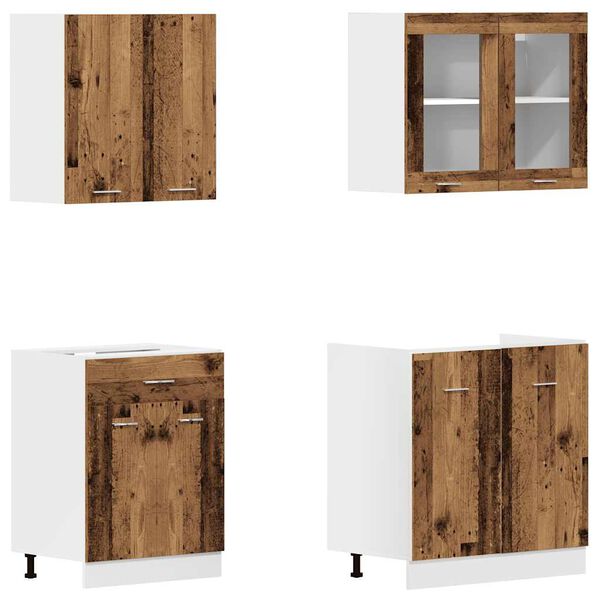 vidaXL 4 Piece Kitchen Cabinet Set Lyon Old Wood Engineered Wood