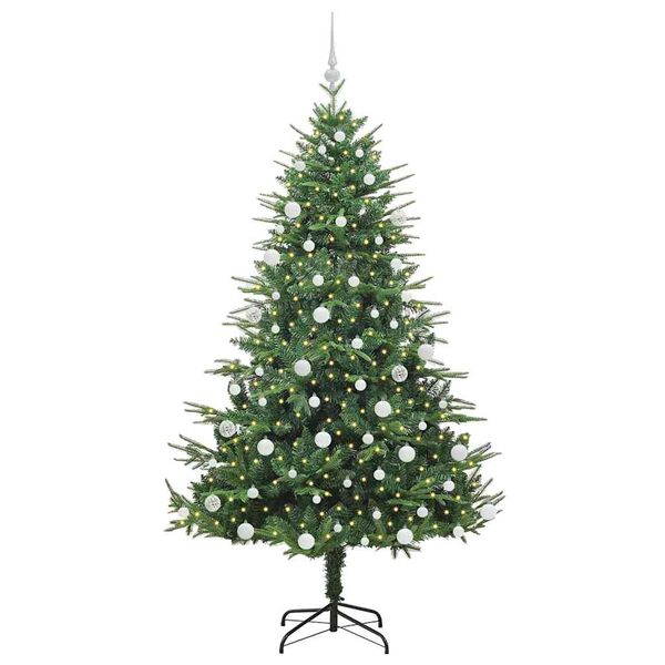 vidaXL Artificial Pre-lit Christmas Tree with Ball Set Green 180 cm
