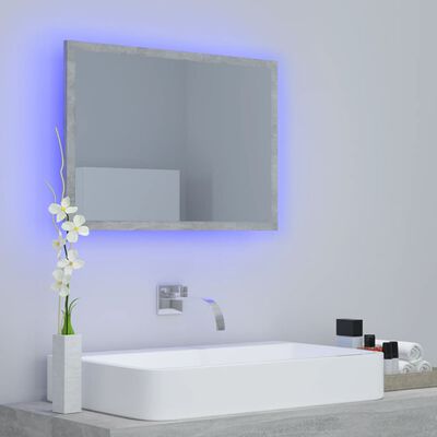 vidaXL LED Bathroom Mirror Concrete Grey 60x8.5x37 cm Acrylic