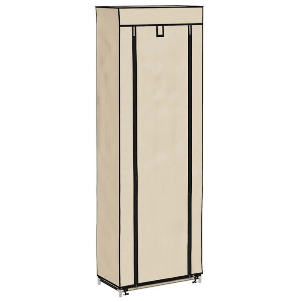 vidaXL Shoe Cabinet with Cover Cream 57x29x162 cm Fabric