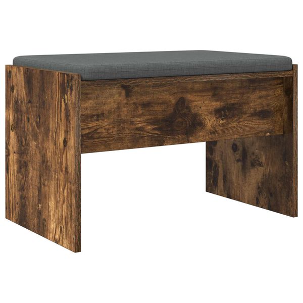 vidaXL Hall Bench with Cushion Smoked Oak 63 x 38 x 40 cm