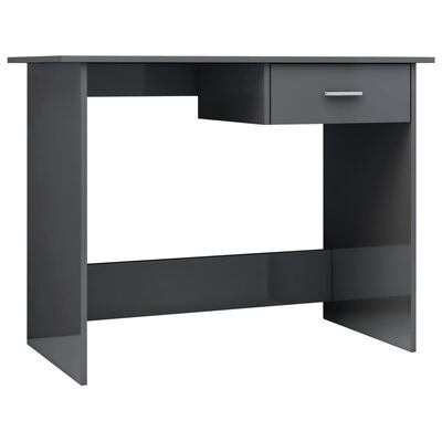 vidaXL Desk High Gloss Grey 100x50x76 cm Chipboard