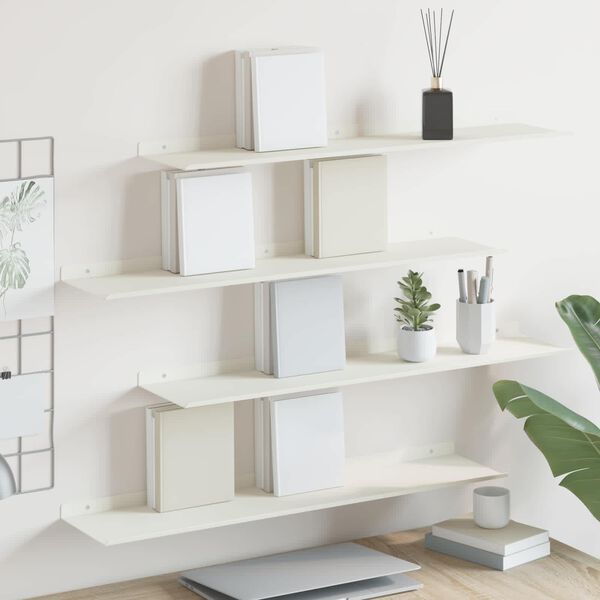 vidaXL Floating Shelf Wall-mounted 4 pcs White 80 x 18 x 2.5 cm Steel