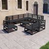 vidaXL 10 Piece Garden Lounge Set Black Solid Pinewood