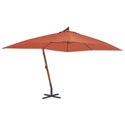 vidaXL Cantilever Umbrella with Wooden Pole 400x300 cm Terracotta