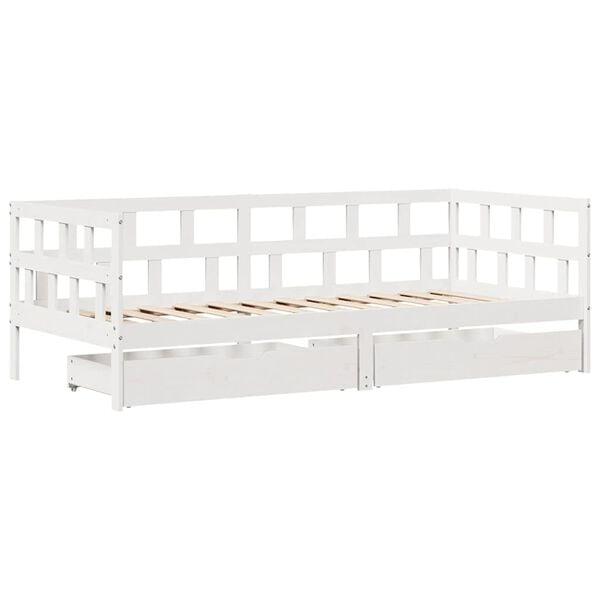 vidaXL Daybed with Drawers without Mattress White 80x200 cm Solid Wood
