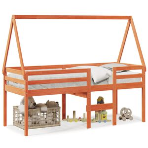 vidaXL High Sleeper Bed without Mattress Wax Brown 90x190 cm Single Solid Wood Pine