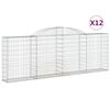 vidaXL Arched Gabion Baskets 12 pcs 300x30x100/120 cm Galvanised Iron