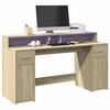 vidaXL Desk with LED Lights Sonoma Oak 160x55x91 cm Engineered Wood
