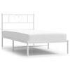 vidaXL Metal Bed Frame without Mattress with Headboard White 75x190cm