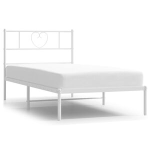 vidaXL Metal Bed Frame without Mattress with Headboard White 75x190cm