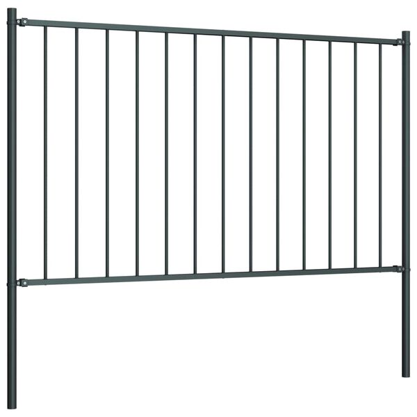 vidaXL Fence Panel with Posts Powder-coated Steel 1.81x1 m Anthracite