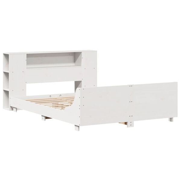 vidaXL Bed Frame without Mattress White 150x200 cm King Size Solid Wood Pine