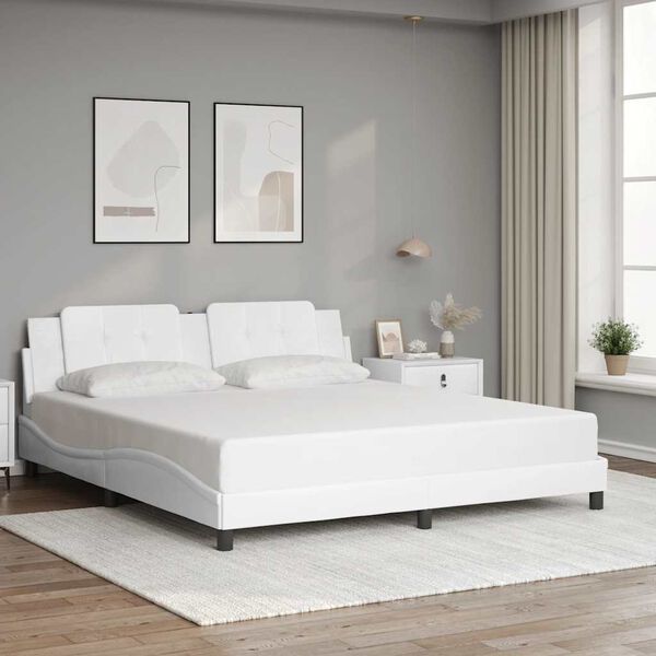 vidaXL Bed Frame without Mattress "Zadar" White 180x200 cm Super King Faux Leather