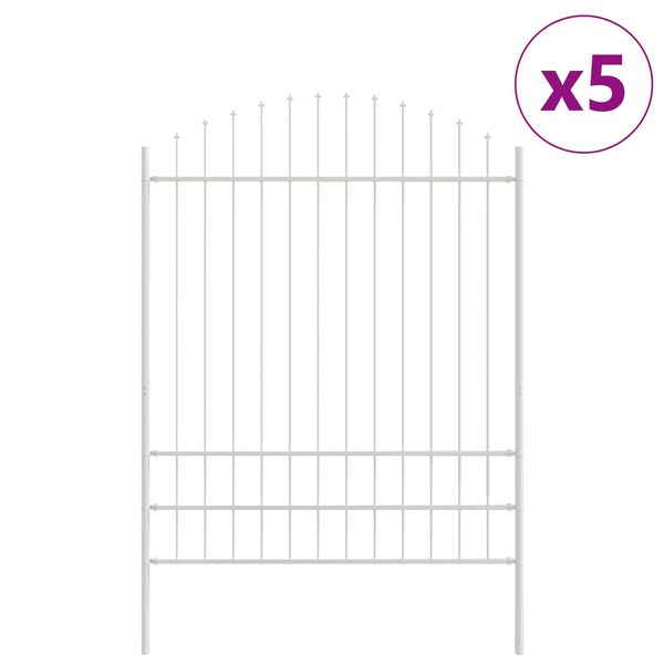 vidaXL Garden Fence 5 pcs White 170 x 225 cm Powder-Coated Steel