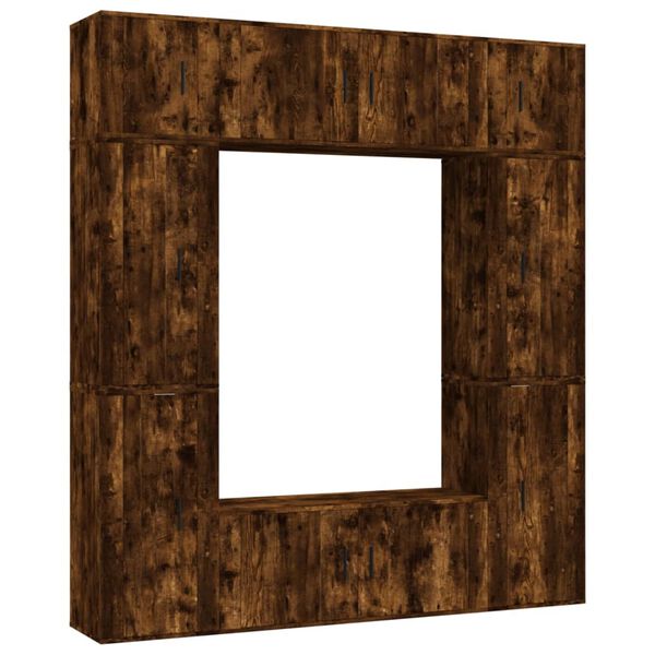 vidaXL 8 Piece TV Cabinet Set Smoked Oak Engineered Wood