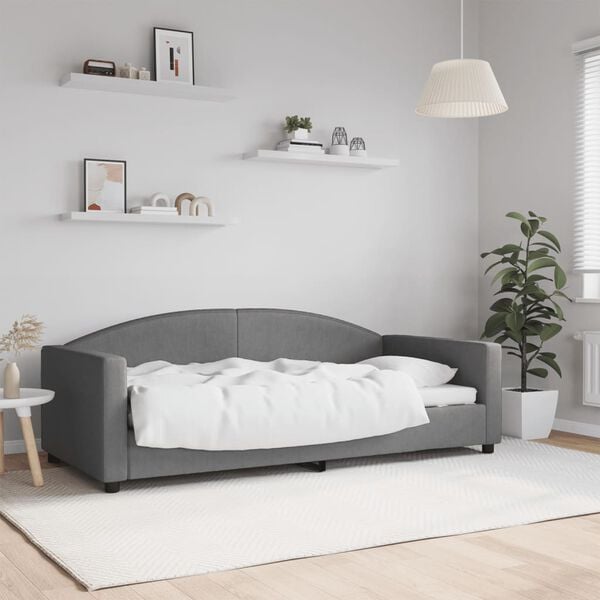 vidaXL Day Bed without Mattress Dark Grey 90x190 cm Single Fabric