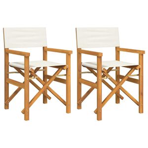 vidaXL Folding Director's Chairs 2 pcs Cream Solid Wood Teak