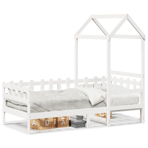 vidaXL Day Bed with Roof without Mattress White 80x200 cm Solid Wood