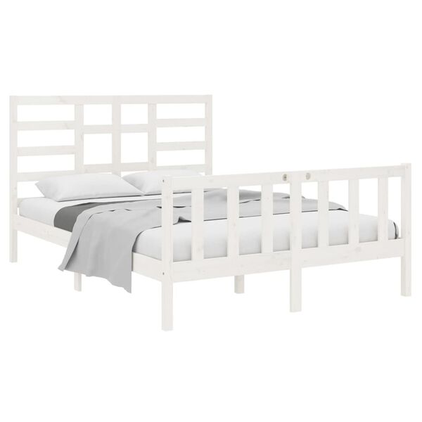vidaXL Bed Frame without Mattress White Solid Wood 120x190 cm Small Double