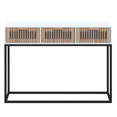vidaXL Console Table White 105x30x75 cm Engineered Wood and Iron