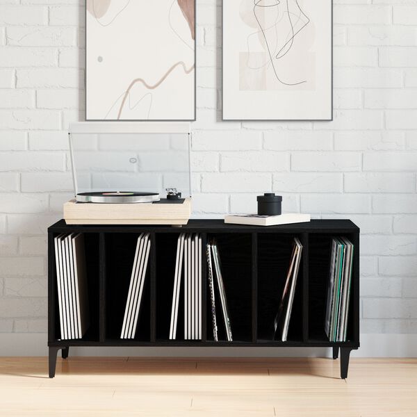 vidaXL Record Cabinet Black Oak 100 x 38 x 48 cm Engineered Wood