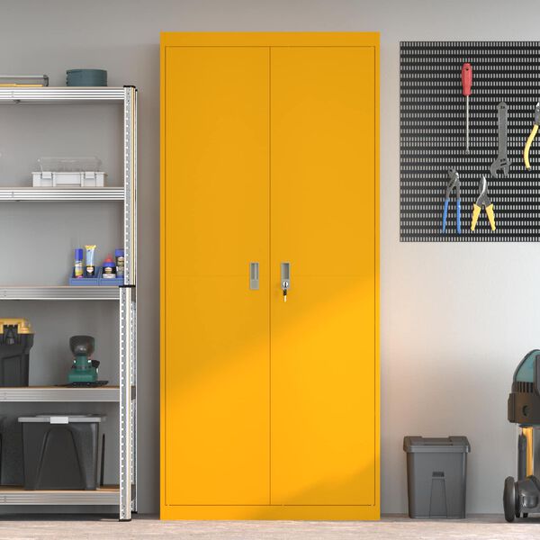 vidaXL Storage Cabinet 2 pcs Mustard Yellow 90 x 40 x 200 cm Steel