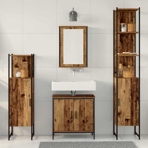 vidaXL Bathroom Furniture Set with Shelf 4 pcs Brown Engineered wood