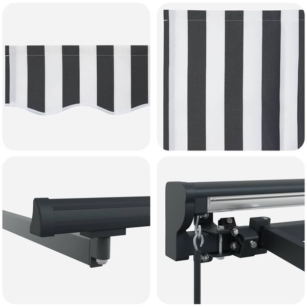 vidaXL Retractable Awning Manual Anthracite and White 350 x 250 cm