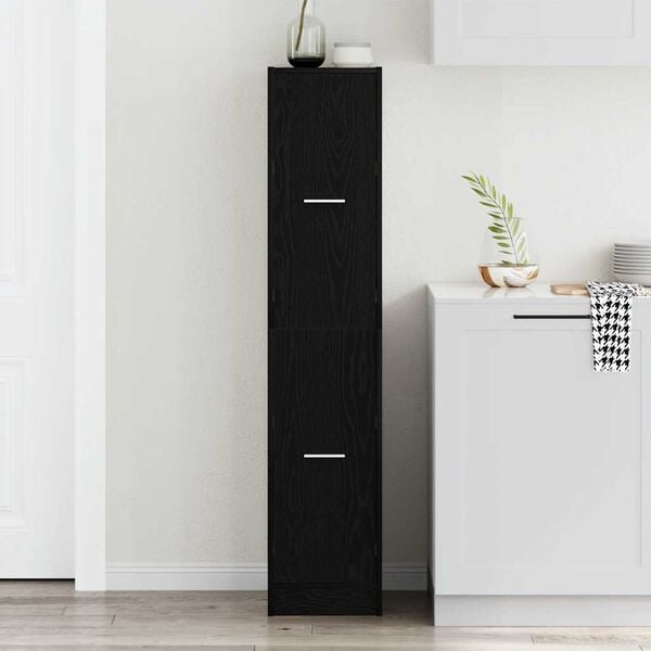 vidaXL Apothecary Cabinet Black Oak 30x41x144.5 cm Engineered Wood