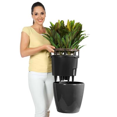 LECHUZA Planter CLASSICO LS 43 ALL-IN-ONE Charcoal Metallic 16083