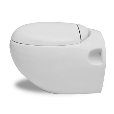 vidaXL Wall Hung Toilet White Unique Egg Design