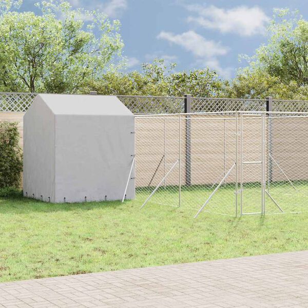 vidaXL Outdoor Dog Kennel with Roof Silver 6x6x2.5 m Galvanised Steel