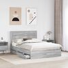 vidaXL Bed Frame with Drawer Grey Sonoma 150 x 200 cm Engineer Wood