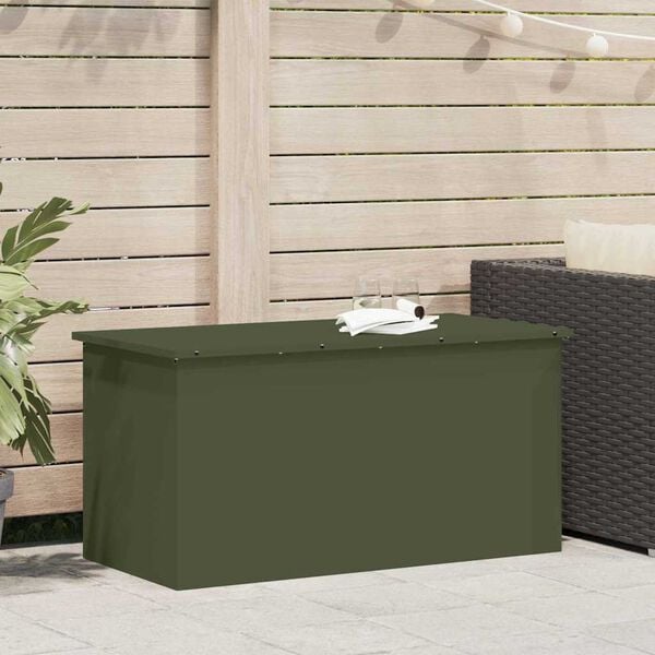vidaXL Outdoor Storage Box Olive Green 100 x 50.5 x 50 cm Steel